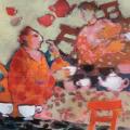 "L'heure du thé" toile 40 x 44 cm. 2015